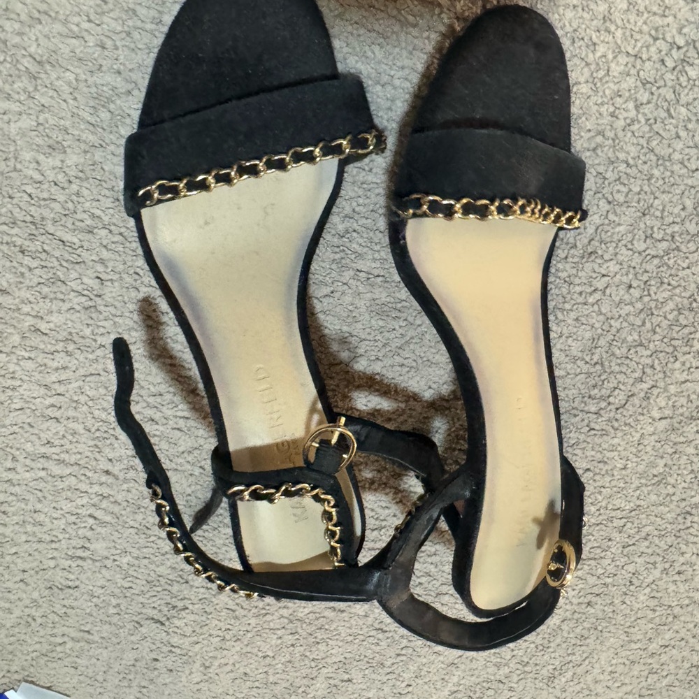 Karl Lagerfeld Black Sandals with Gold Chain Detail